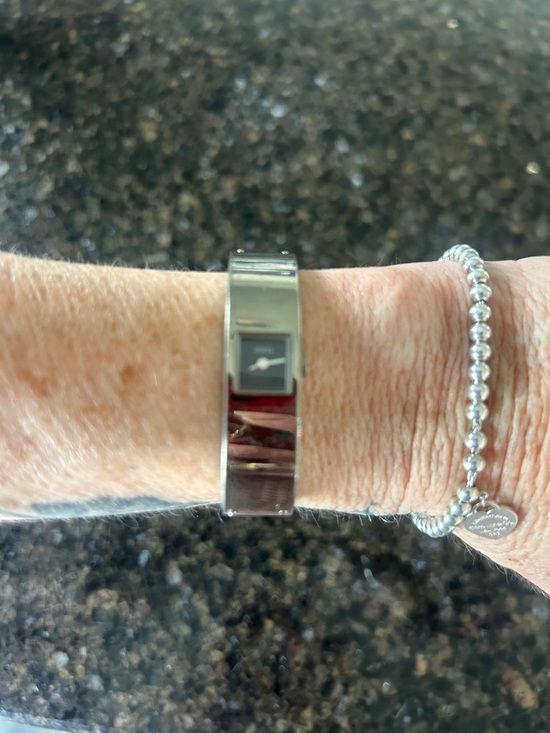 Guess Accessories - Vintage Guess Women's Silver Bangle Watch with Black Dial